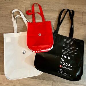 Lululemon Bag Reusable Sack Lot of 3 Black White Red Yoga
